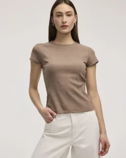 Fitted Crew-Neck Ribbed T-Shirt