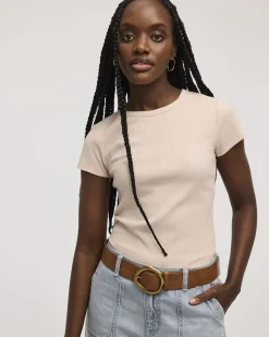 Fitted Crew-Neck Ribbed T-Shirt