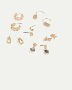 Hoops and Stud Earrings - 6 Pairs