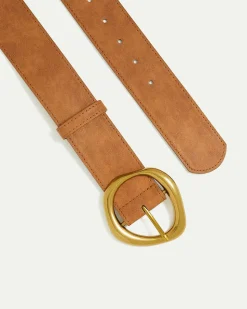 Large Faux Leather Belt with Statement Buckle