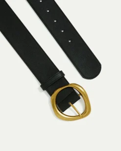 Large Faux Leather Belt with Statement Buckle