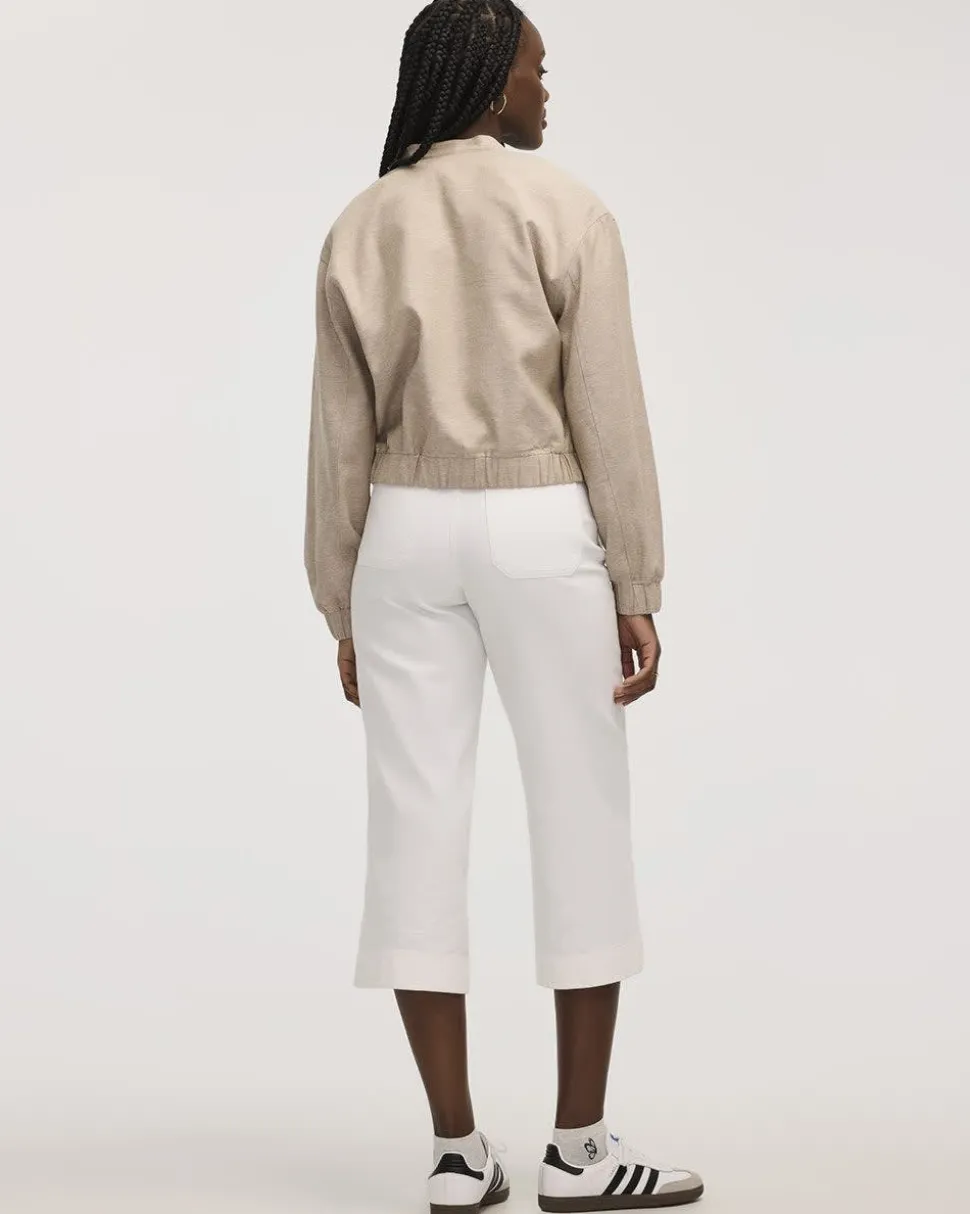 Linen-Blend Bomber Jacket