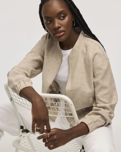 Linen-Blend Bomber Jacket