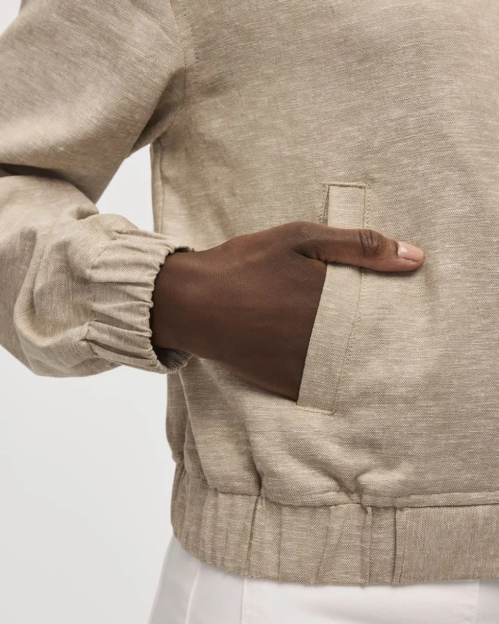 Linen-Blend Bomber Jacket