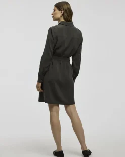 Long-Sleeve Buttoned-Down Dress with Utility Pockets