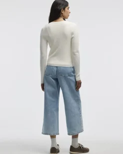 Long-Sleeve Buttoned-Down Ribbed Cardigan