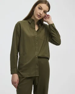 Long-Sleeve Linen Blend Shirt