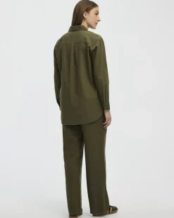 Long-Sleeve Linen Blend Shirt