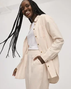 Long-Sleeve Linen Blend Shirt