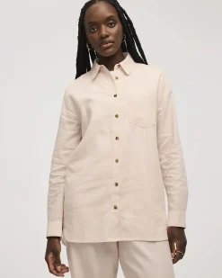 Long-Sleeve Linen Blend Shirt