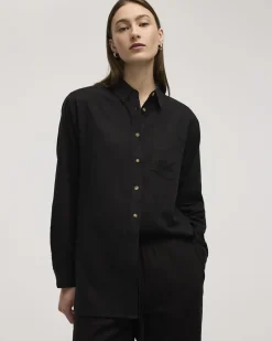 Long-Sleeve Linen Blend Shirt