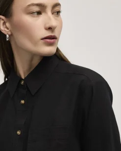 Long-Sleeve Linen Blend Shirt