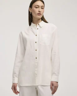 Long-Sleeve Linen Blend Shirt