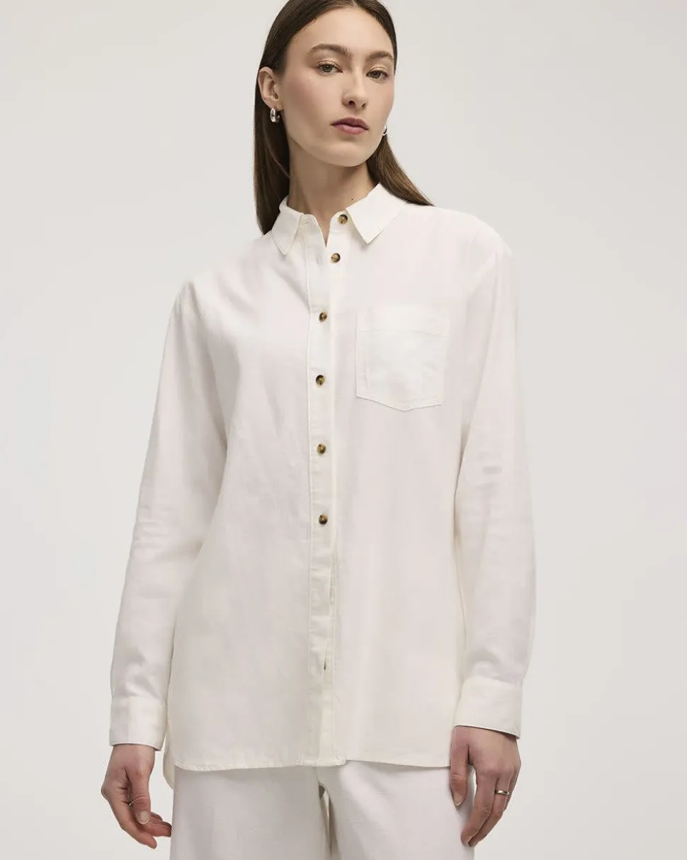 Long-Sleeve Linen Blend Shirt