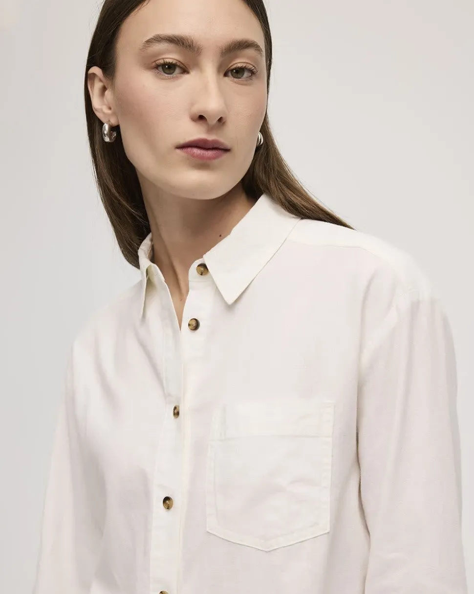 Long-Sleeve Linen Blend Shirt