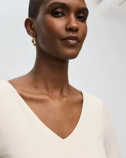 Long-Sleeve Top with V Neckline at Front and Back