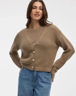 Long-Sleeve V-Neck Loose Cardigan