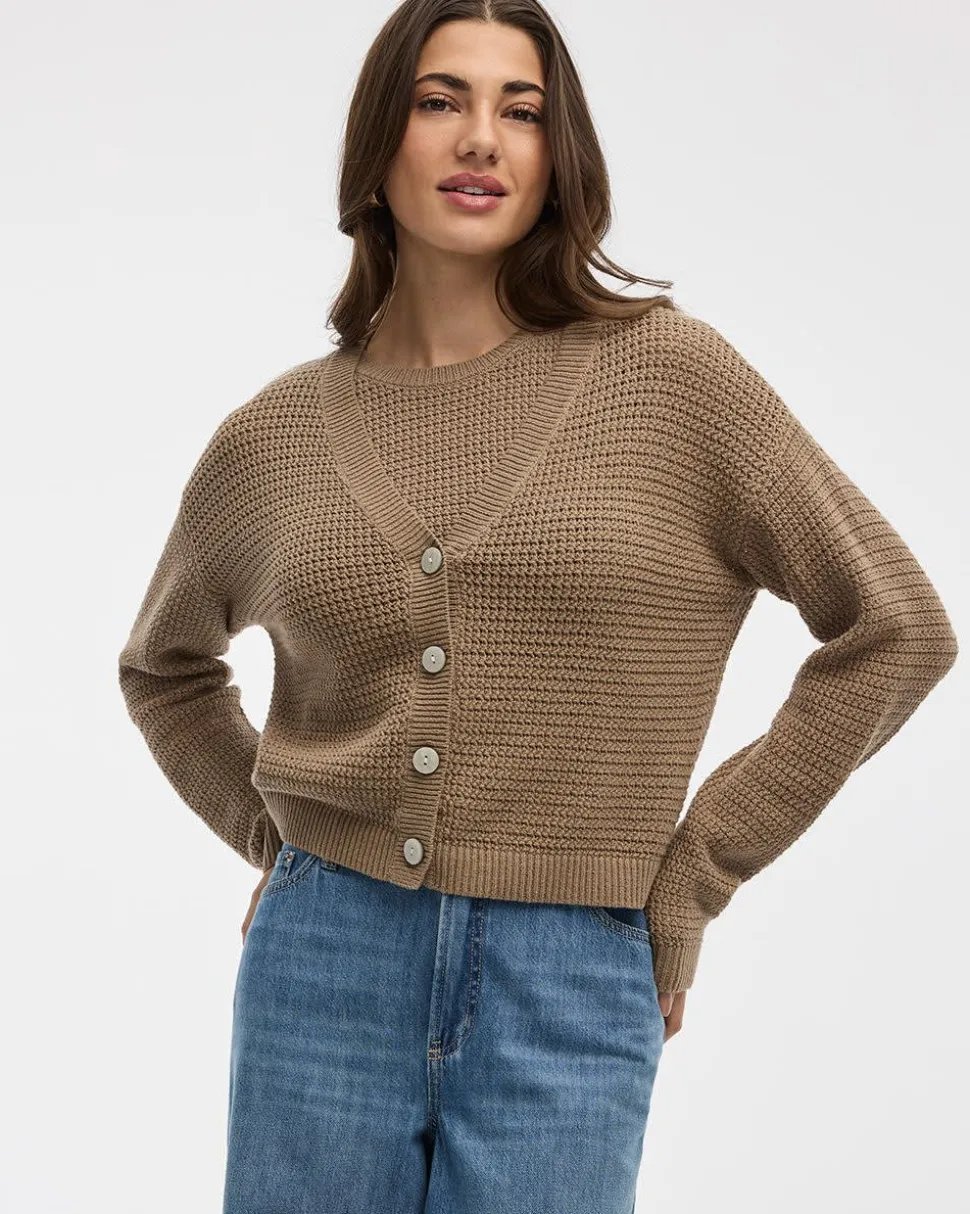 Long-Sleeve V-Neck Loose Cardigan