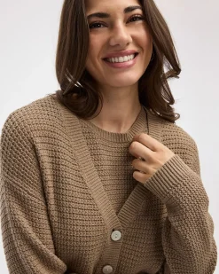 Long-Sleeve V-Neck Loose Cardigan