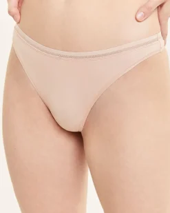 Microfiber Thong Panty with Mesh
