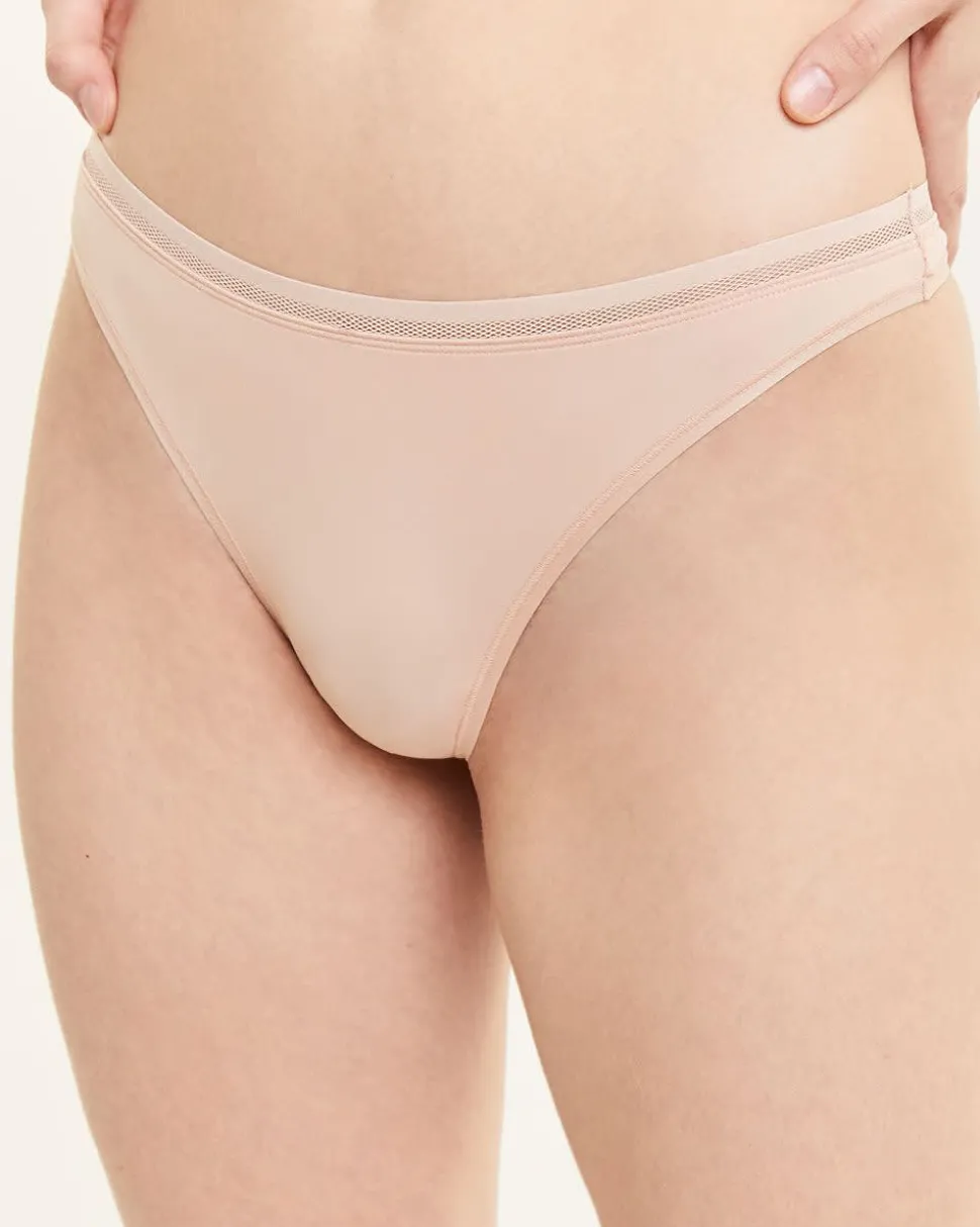 Microfiber Thong Panty with Mesh