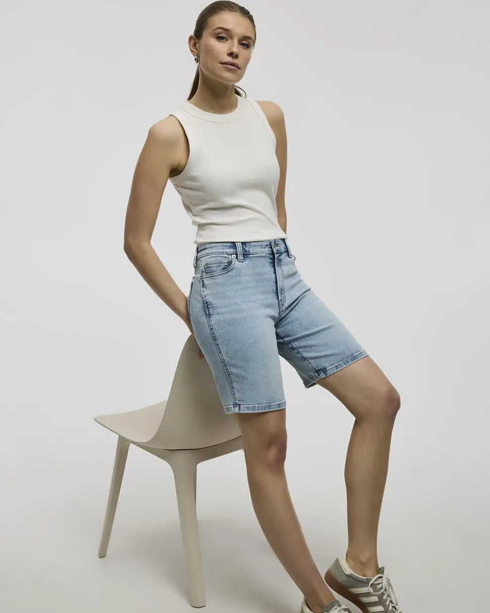 Mid-Rise Denim Bermuda