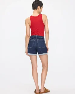 Mid-Rise Denim Shorts with Rolled Hem