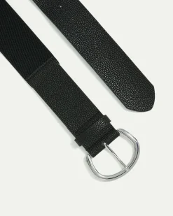 Pebbled Faux Leather Elastic Belt