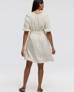 Puffy-Elbow-Sleeve Dress with Split Neckline -Toni Fifi. x Reitmans