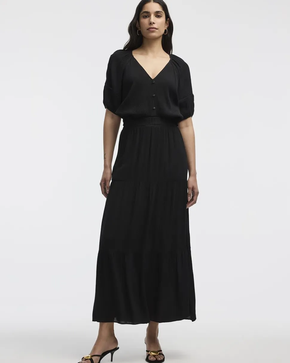 Pull-On Tiered Maxi Skirt