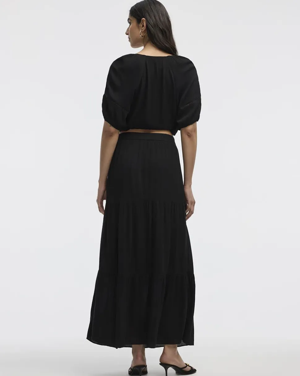 Pull-On Tiered Maxi Skirt