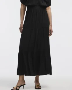 Pull-On Tiered Maxi Skirt