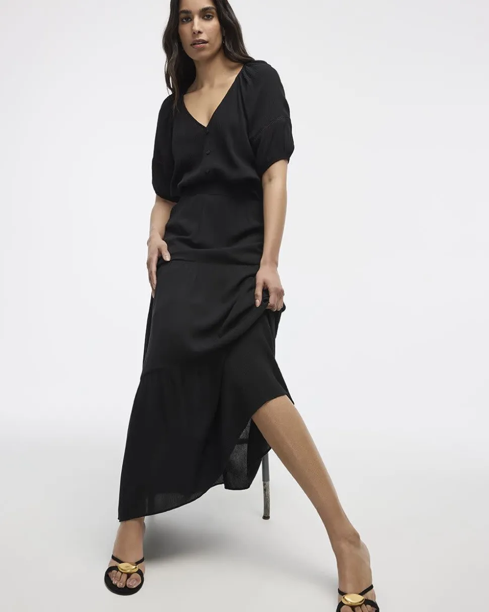 Pull-On Tiered Maxi Skirt