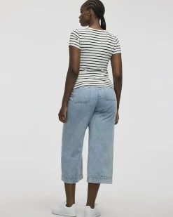 Ribbed Fitted Crew Neck T-Shirt with Stripes - R Essentials