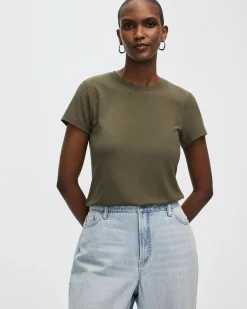 Ribbed Fitted Crew Neck T-Shirt - R Essentials