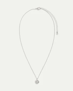 Short Necklace with Disc Pendant with Stone