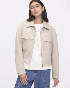 Short Wool Coat with Shirt Collar