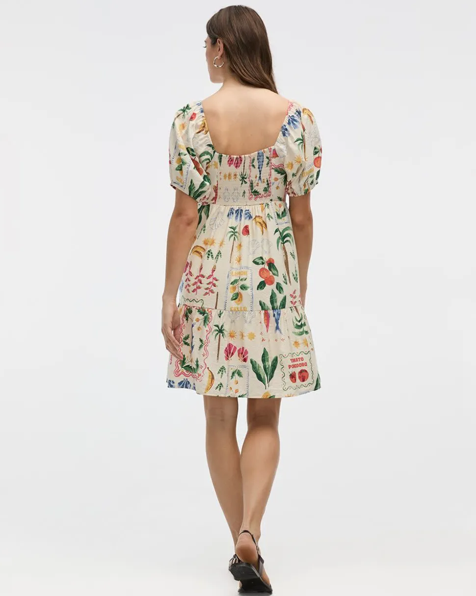 Short-Bubble-Sleeve Bustier Dress with Sweetheart Neckline