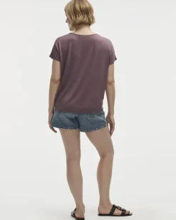 Short-Dolman-Sleeve Boat-Neck T-Shirt