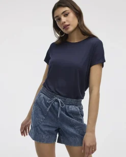 Short-Dolman-Sleeve Boat-Neck T-Shirt