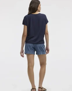 Short-Dolman-Sleeve Boat-Neck T-Shirt
