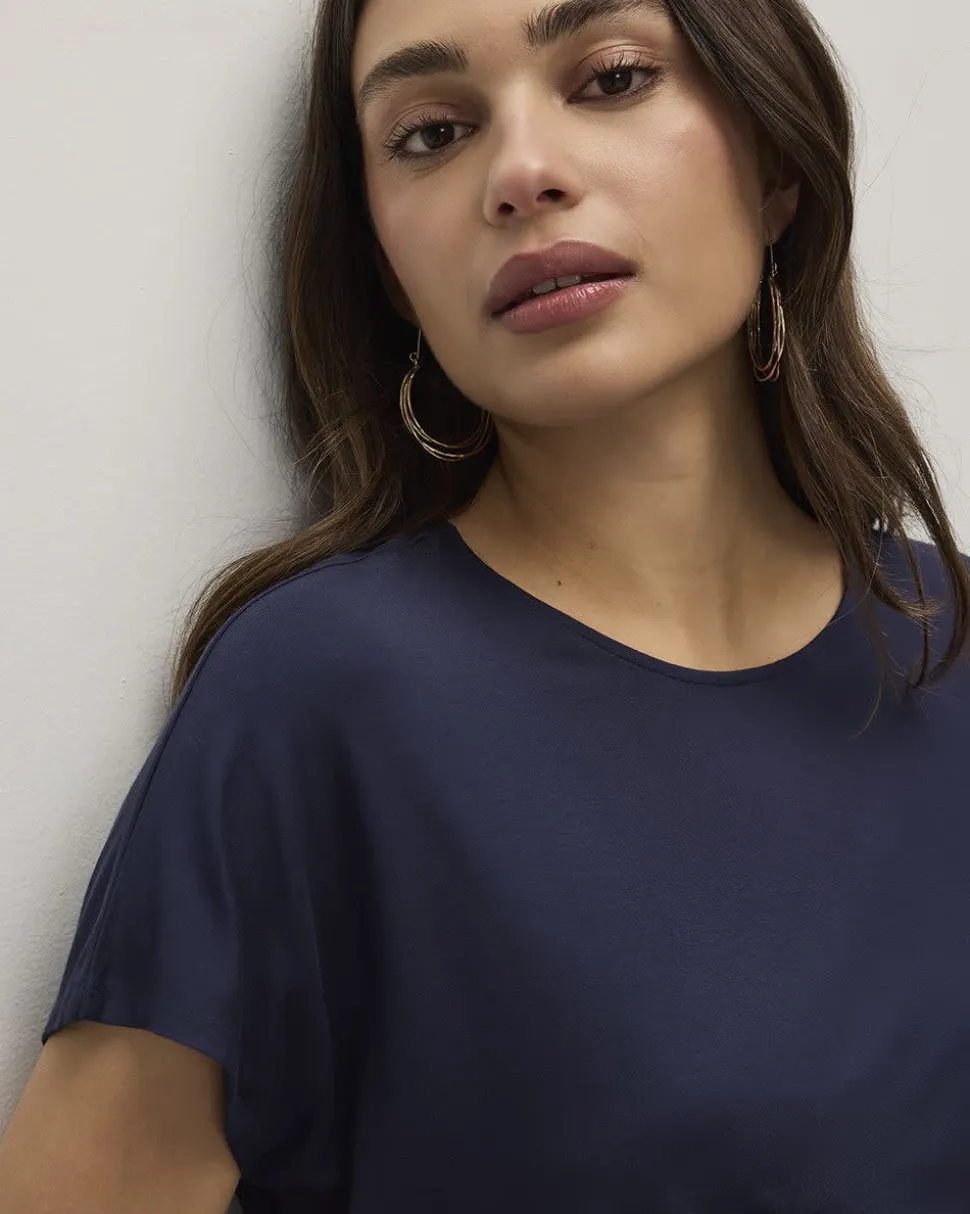 Short-Dolman-Sleeve Boat-Neck T-Shirt