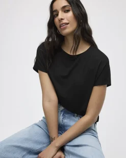Short-Dolman-Sleeve Boat-Neck T-Shirt