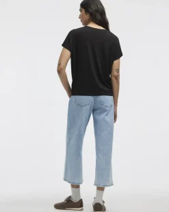 Short-Dolman-Sleeve Boat-Neck T-Shirt