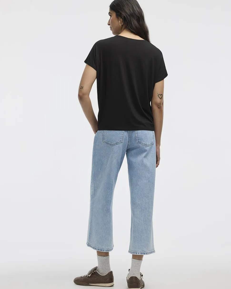 Short-Dolman-Sleeve Boat-Neck T-Shirt