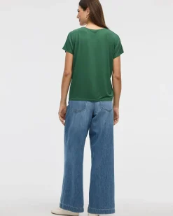 Short-Dolman-Sleeve Boat-Neck T-Shirt