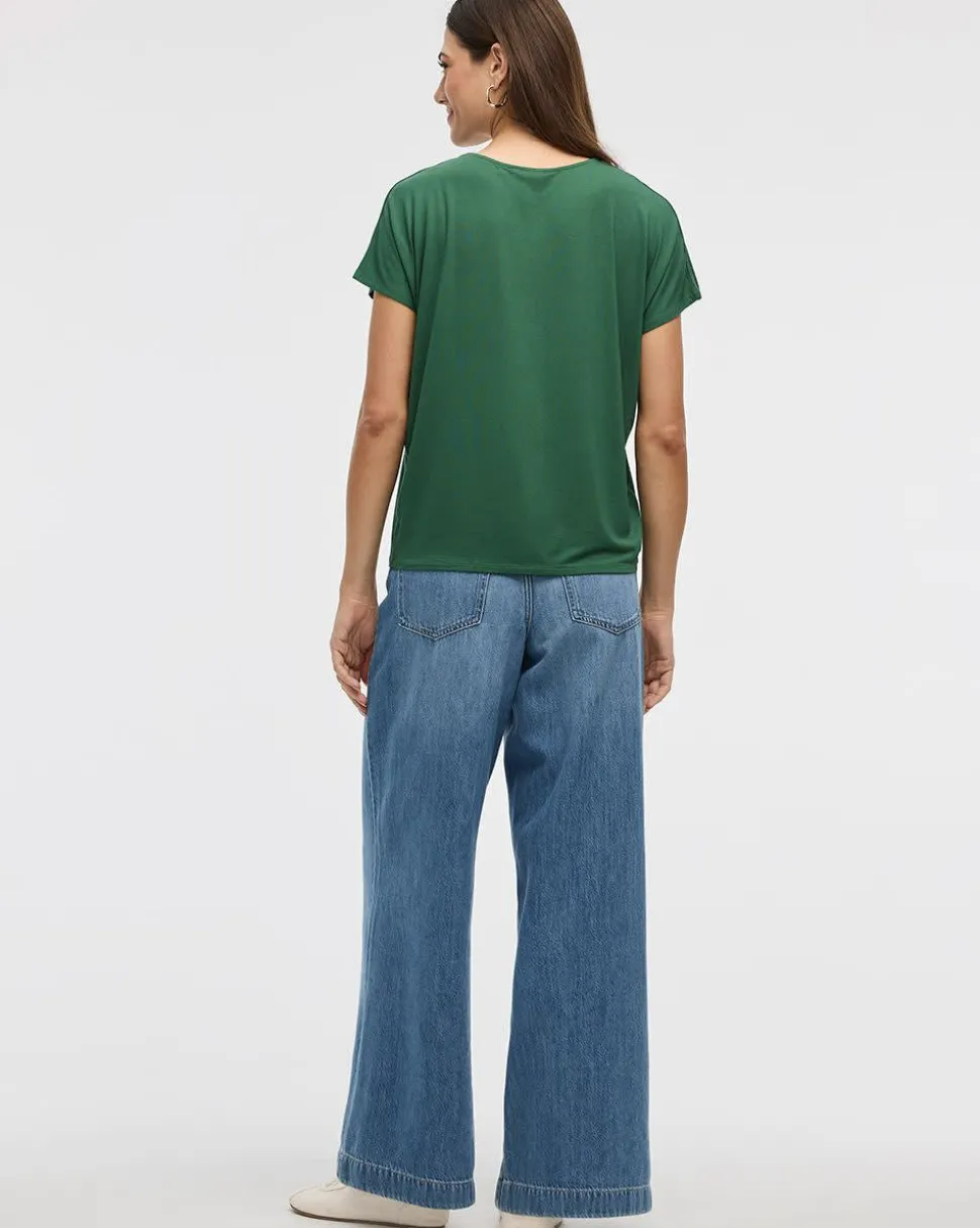 Short-Dolman-Sleeve Boat-Neck T-Shirt