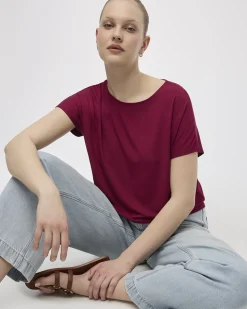 Short-Dolman-Sleeve Boat-Neck T-Shirt