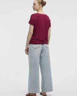 Short-Dolman-Sleeve Boat-Neck T-Shirt