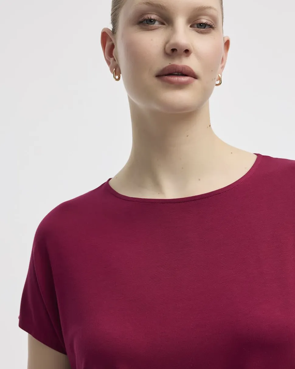 Short-Dolman-Sleeve Boat-Neck T-Shirt